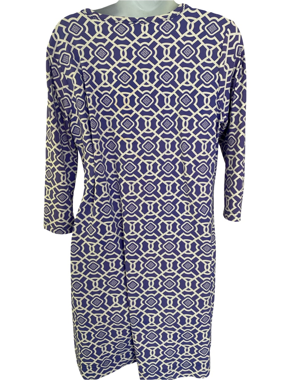 Lulu-B Purple and White Geometric Shift Dress-M - Picture 5 of 5
